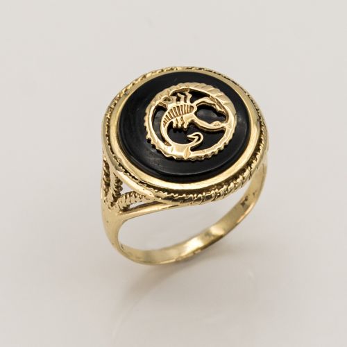 14K Gold Ring with Scorpio on Onyx