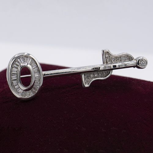 Estate Diamond Key Brooch