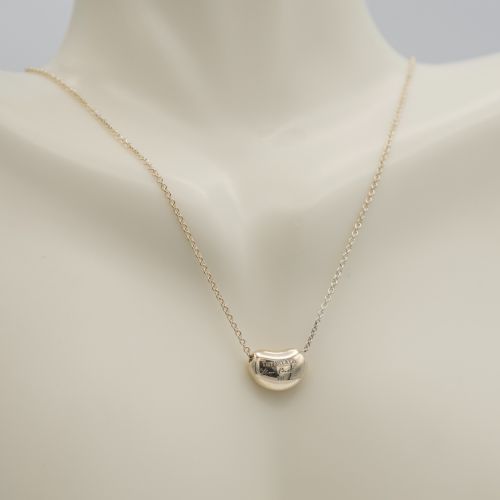 Tiffany Sterling Silver 25mm Elsa Peretti Bean Pendant Necklace 