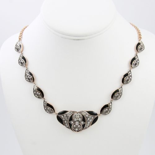 Onyx & Diamond 14k Gold Necklace